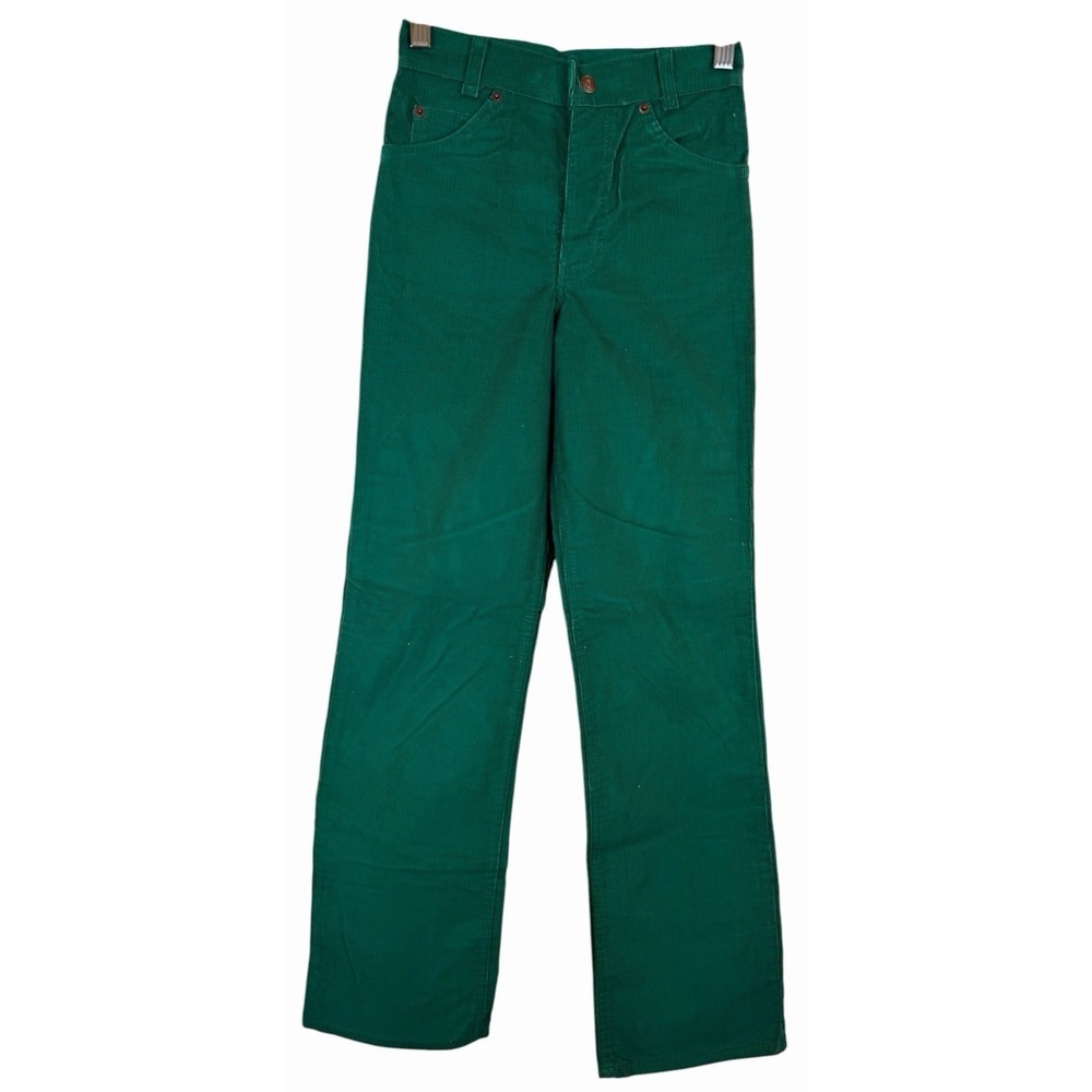Vintage Student 70s Levi's Green‎ Corduroy Bootcut 23X30 Size 12 Straight Leg